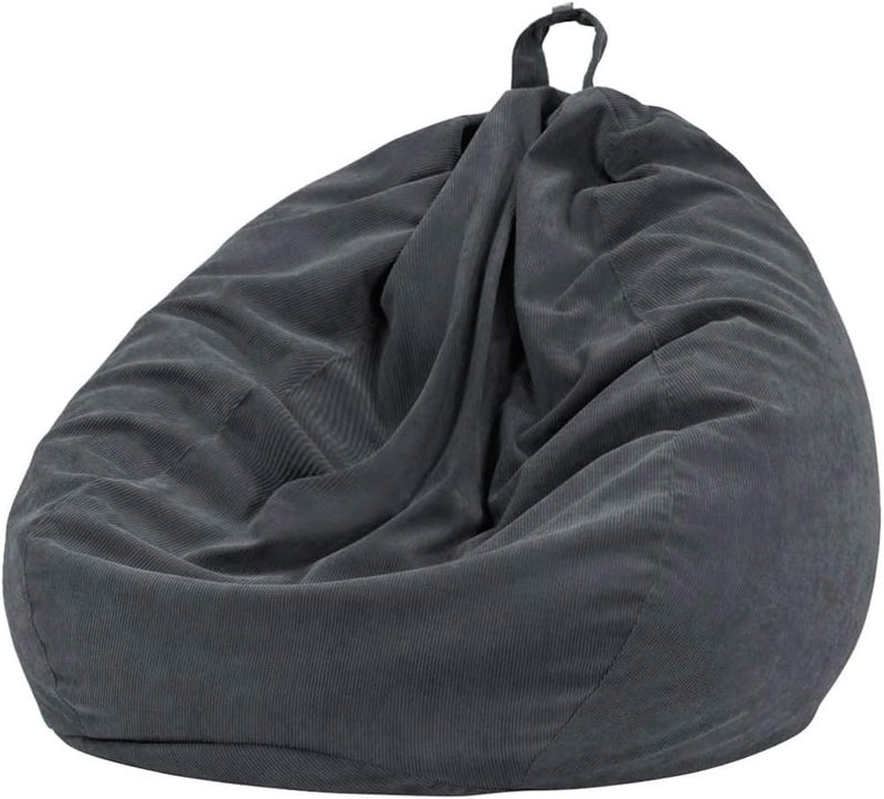 Nobildonna 3 ft Bean Bag Chair Cover (No Filler) 35"Ã—43" Large Stuffed Animal Storage Bean Bag Washable Big Beanbag Chair Cover Premium Corduroy Bean Bag Cover for Adults,Kids,Dark Grey 300L - Image 1